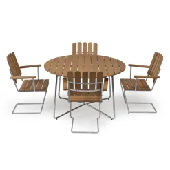 A2 fåtölj, Teak-varmförzinkat stativ^Grythyttan Stålmöbler New