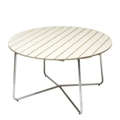 9A matbord, Vitlackad ek-varmförzinkat stativ Ø120 cm^Grythyttan Stålmöbler Discount