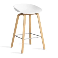 Barstolar-HAY About a Stool 32 Low barstol lackerat ekstativ 2.0, Vit-rostfritt stålstöd
