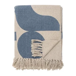 Bomullsplädar & Bomullsfiltar-Bloomingville Agno bomullspläd 130x160 cm, Beige-blå