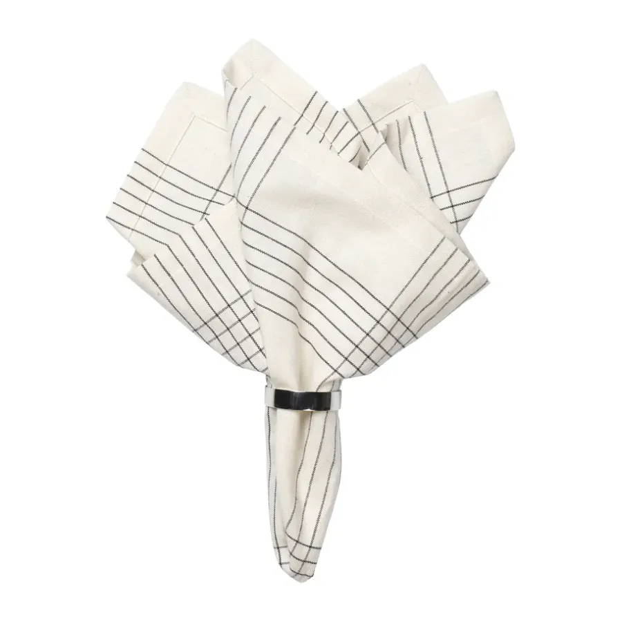 Tygservetter|Tygservetter-Broste Copenhagen Alice tygservett 45x45 cm, Black-natural