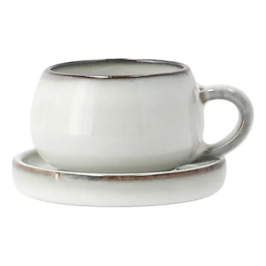 Glöggmuggar|Espressokoppar-Lene Bjerre Amera espressokopp med fat, White sands