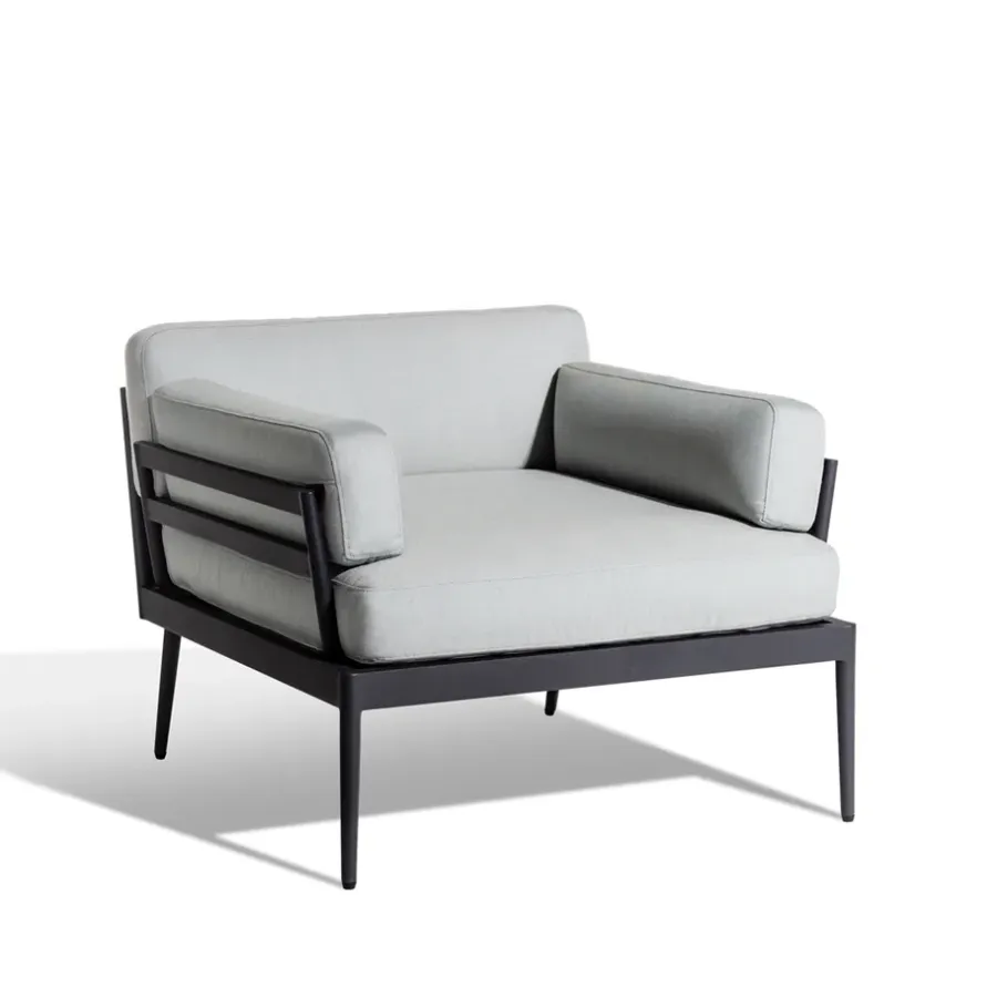 Anholt loungefåtölj, Sunbrella Natté Grey Storm-mörkgrå aluminium ram^Skargaarden Discount