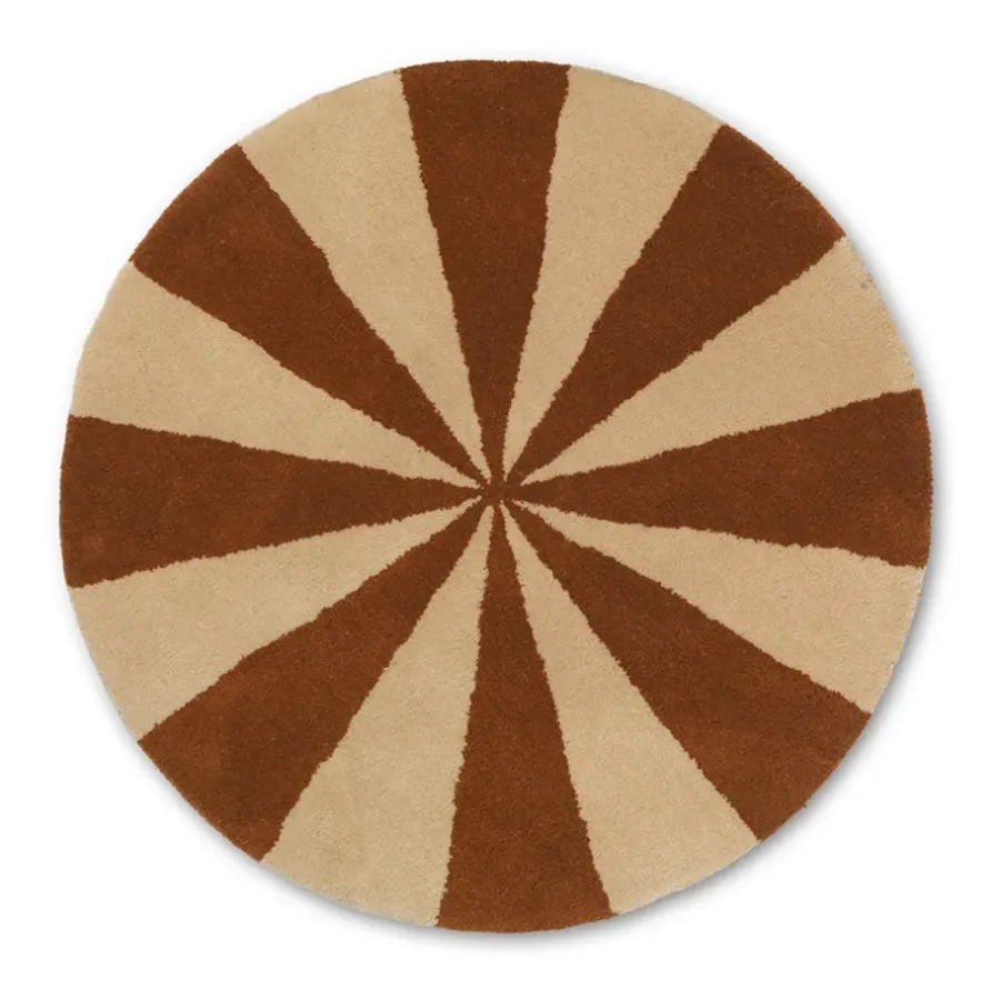 Runda Mattor-Ferm Living Arch handtuftad matta Ø70 cm, Dark brick-Off white