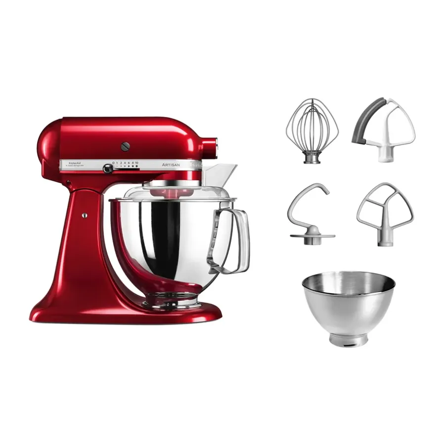 Köksassistenter & Köksmaskiner-KitchenAid Artisan 5KSM175 köksmaskin med extra tillbehör 4,8 L, Candy apple