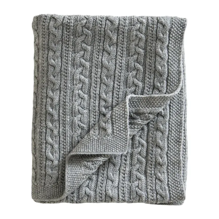 Barnfiltar|Barnfiltar-Jack o Juno Babyfilt stickad merinoull 80x100 cm, Light grey