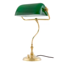 Skrivbordslampor|Bordslampor-Karlskrona Lampfabrik Bankirlampa bordslampa, Mässing-grön