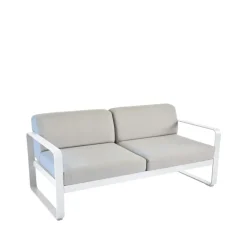 Balkongmöbler·Balkongsoffor|Balkongsoffor-Fermob Bellevie 2-sits soffa, Cotton white, flannel grey dyna