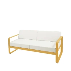 Balkongmöbler·Balkongsoffor|Balkongsoffor-Fermob Bellevie 2-sits soffa, Honey, off-white dyna