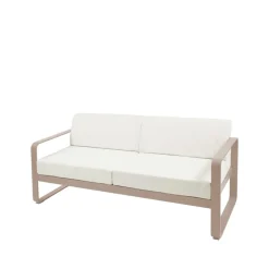Balkongmöbler·Balkongsoffor|Balkongsoffor-Fermob Bellevie 2-sits soffa, Nutmeg, off-white dyna