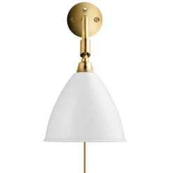 Sänglampor|Vägglampor-GUBI Bestlite BL7 vägglampa, matt vit-mässing
