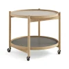 Avlastningsbord & Sidobord-Brdr. Krüger Bølling Tray Table model 60 rullbord, stone, oljat ekstativ