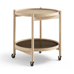 Avlastningsbord & Sidobord-Brdr. Krüger Bølling Tray Table model 50 rullbord, earth, oljat bokstativ