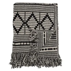 Bomullsplädar & Bomullsfiltar-Bloomingville pläd återvunnen bomull 130x160 cm, Svart