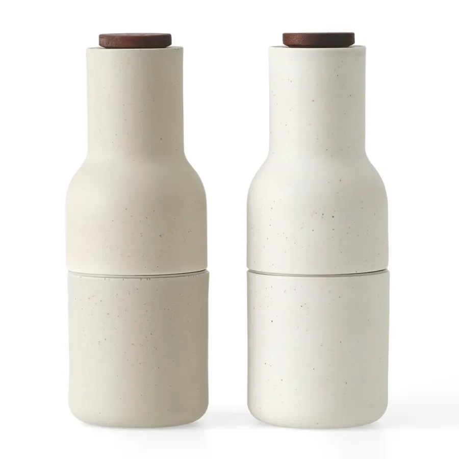 Salt- & Pepparkvarnar-Audo Copenhagen Bottle Grinder kryddkvarn keramik 2 delar, Sand (valnötslock)