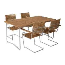 Utebord·Matbord Utomhus|Matbord Utomhus-Grythyttan Stålmöbler Bovik karmstol, Teak-varmförzinkat stativ