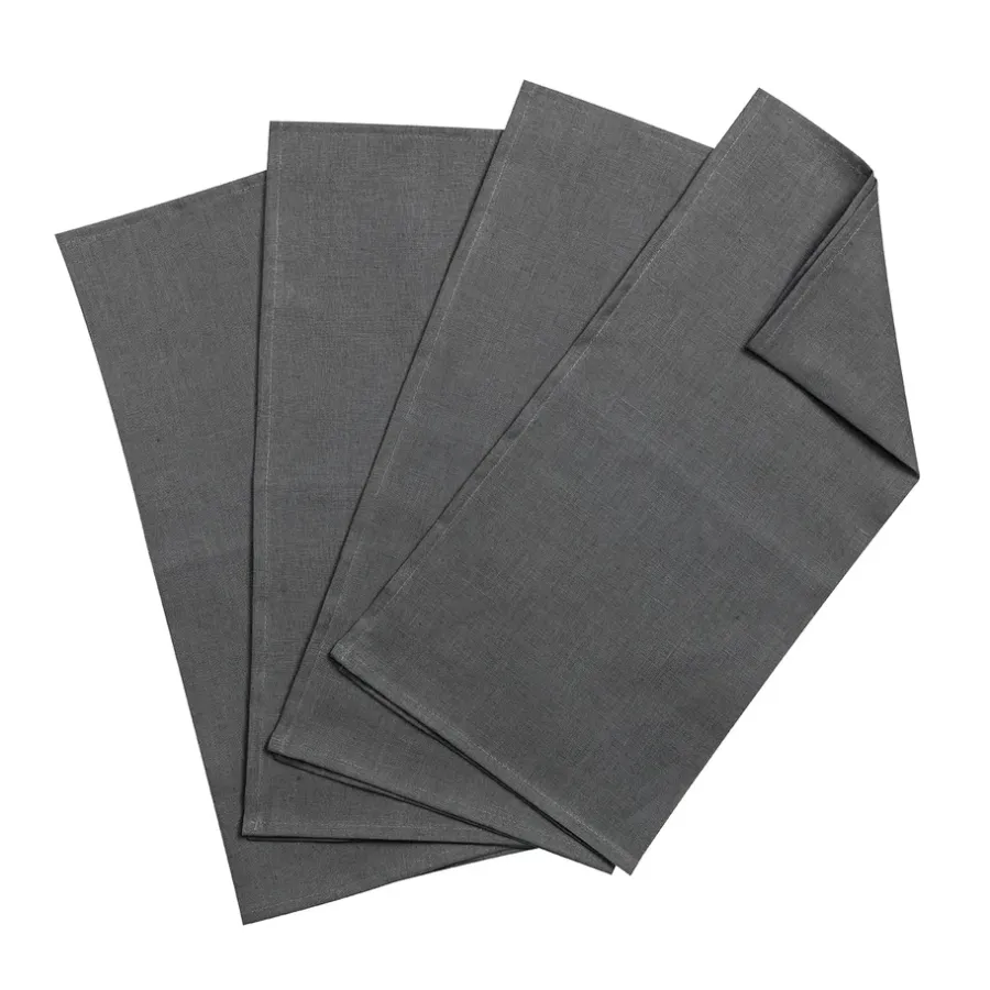 Clean linneservetter 45x45 cm 4-pack, charcoal^Scandi Living Hot