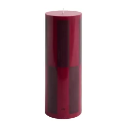 Ljus-HAY Column Candle blockljus large 25 cm, Wine-bordeaux large check