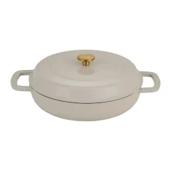 Enameled traktörpanna gjutjärn Ø28 cm, Sand-gold knob^Combekk