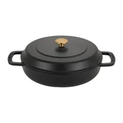 Traktörpannor & Sauteuser-Combekk Enameled traktörpanna gjutjärn Ø28 cm, Black-gold knob