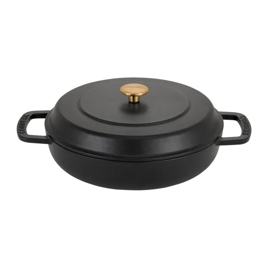 Traktörpannor & Sauteuser-Combekk Enameled traktörpanna gjutjärn Ø28 cm, Black-gold knob