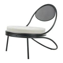 Copacabana Outdoor Lounge Chair klädd sits, Leslie stripe limonta 020-svarta ben^GUBI Hot