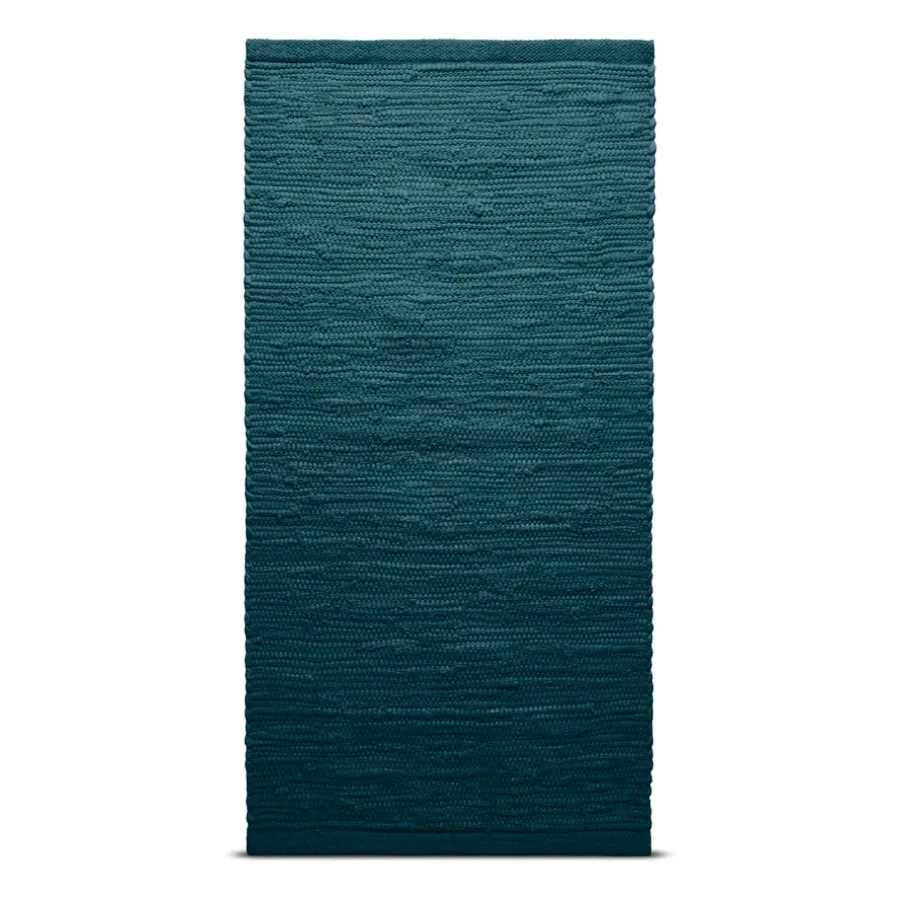 Gångmattor-Rug Solid Cotton matta 75x200 cm, Petroleum (petrolblå)