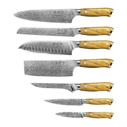 Damascus by knivset 7-delar, Brun-rostfritt stål^Hâws Online