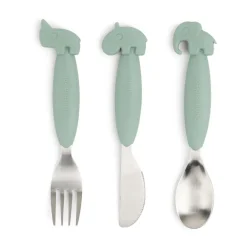 Barnbestick-Done by deer Deer Friends Easy-grip bestickset 3 delar, Green