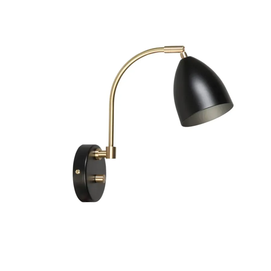 Deluxe vägglampa, svart, mässing^Belid Clearance