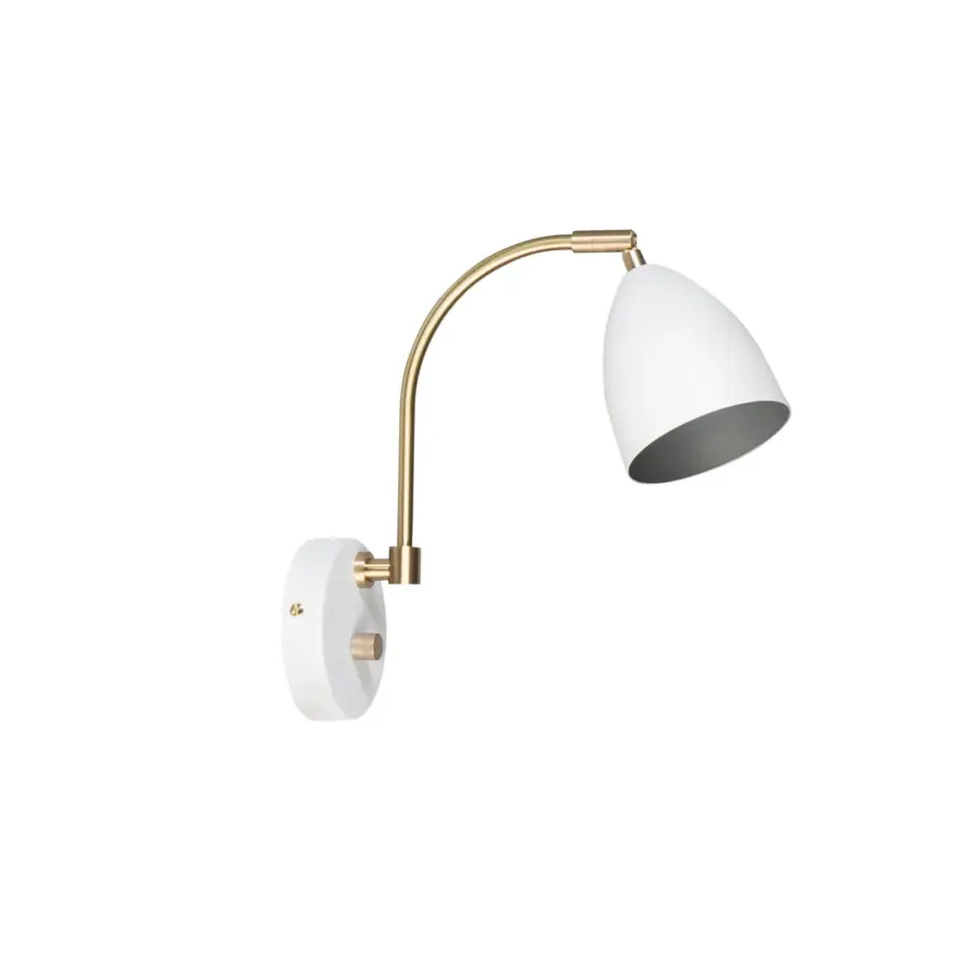 Sänglampor|Vägglampor-Belid Deluxe vägglampa, vit, mässing
