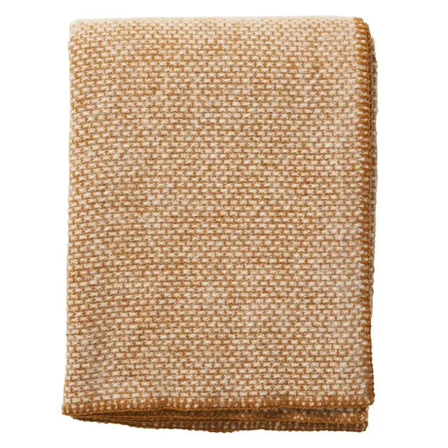 Ullplädar & Ullfiltar-Klippan Yllefabrik Domino ullfilt, Crème caramel