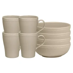 Serviser & Startset-Scandi Living Dots frukostskål 60 cl 4-pack, Beige