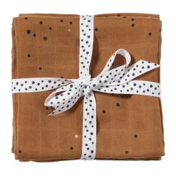 Barnfiltar|Barnfiltar-Done by deer Dreamy Dots bebisfilt 120x120 cm 2-pack, Mustard