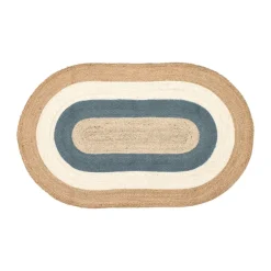 Elin striped oval jutematta 92x150 cm, Horizon blue, oval, 92x150 cm^Dixie Hot