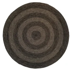 Jutemattor|Runda Mattor-Dixie Ella jutematta Ø150 cm, Svart-natur
