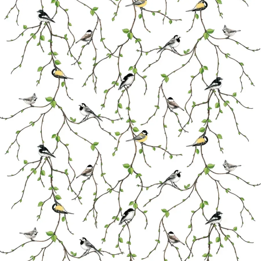 Tyger & Metervaror-Arvidssons Textil Fågelfest tyg, multi