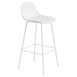Barstolar-Muuto Fiber barstol tube bas med ryggstöd plast 75 cm, Natural white