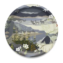 Fjällvandring bricka Ø31 cm, Blå^Arvidssons Textil Sale