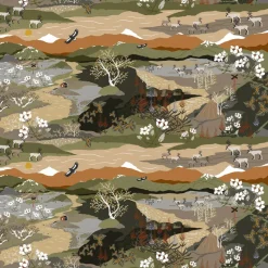 Tyger & Metervaror-Arvidssons Textil Fjällvandring tyg, Grön-rost