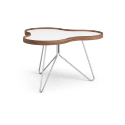 Soffbord-Swedese Flower bord 62x66 cm, H39cm-vit-valnöt-krom