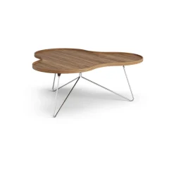 Soffbord-Swedese Flower mono bord Special Edition 107x114 cm, H45 cm-lackad valnöt-kromad stål