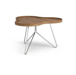 Soffbord-Swedese Flower mono bord Special Edition 62x66 cm, H39 cm-lackad valnöt-kromad stål