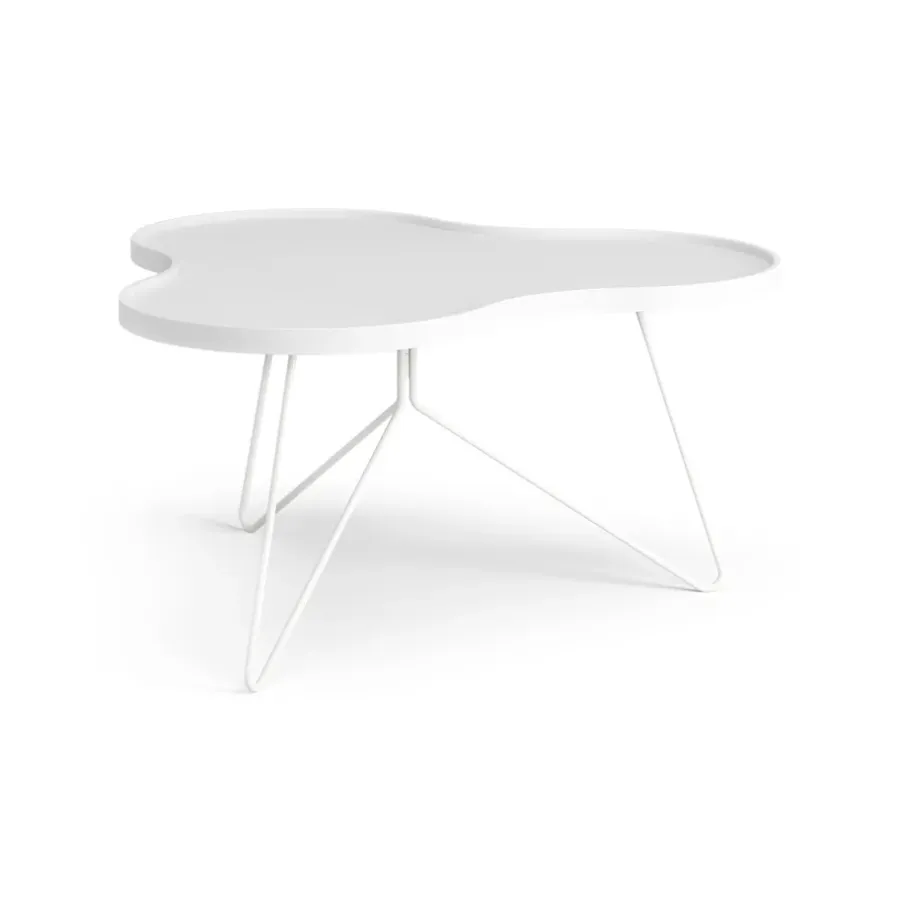 Soffbord-Swedese Flower mono bord 84x90 cm, H45 cm Ask vitlaserad