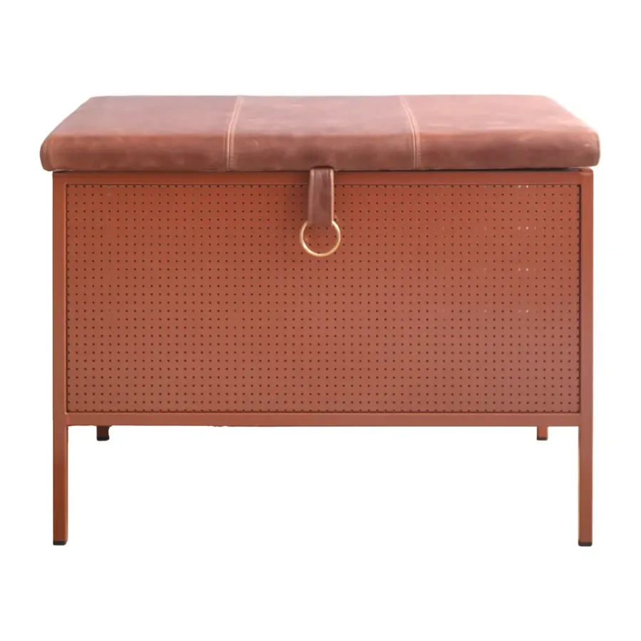 Bänkar-Maze Frank förvaringsbänk, Cinnamon-vintage cognac