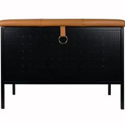 Bänkar-Maze Frank förvaringsbänk, Svart-Cognac