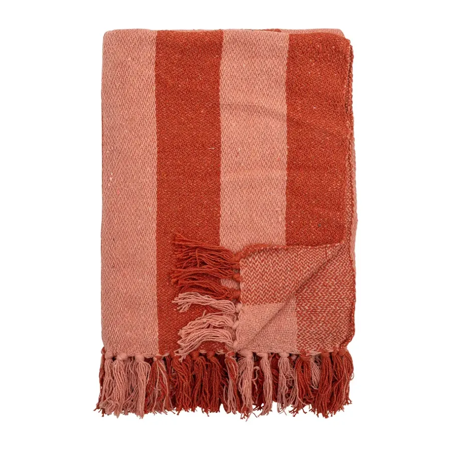 Bomullsplädar & Bomullsfiltar-Bloomingville Frello pläd 130x160 cm, Orange