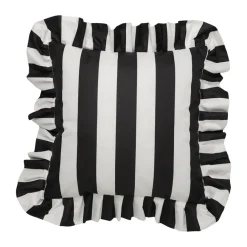 Outdoor kudde med volang 45x45 cm, Black-white^Garden Glory Outlet