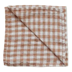 Tygservetter|Tygservetter-Tell Me More Gingham rutig linneservett 45x45 cm, Biscuit