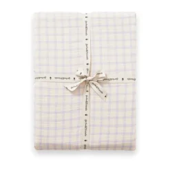 Barnsängkläder|Underlakan-Garbo&Friends Gingham Sky Blue Muslin dra-på-lakan, 180x200x30 cm